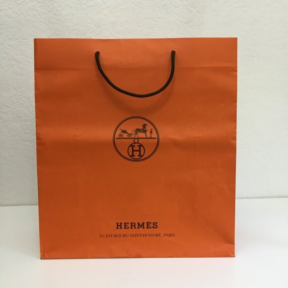 Hermes Shopping Bag 18" x 16" x 6.5" X-Large Orange Paper Gift Bag Authentic - Picture 7 of 15